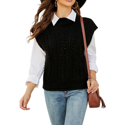 YESFASHION Layered Crew Neck Sleeveless Sweaters