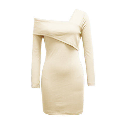 YESFASHION Women Sexy Double V Neck Long Sleeve Bottoming Dress