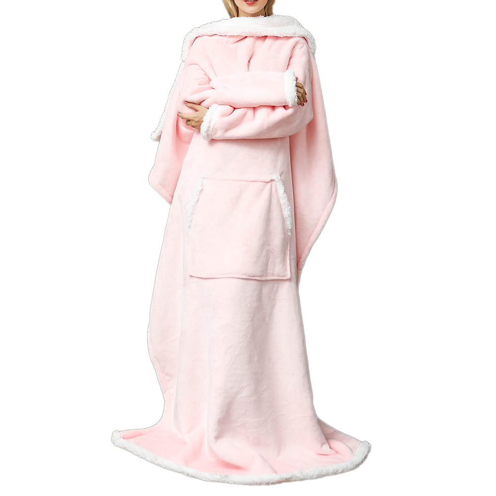 YESFASHION Lazy Tv Blanket Hooded Pullover Flange Lamb