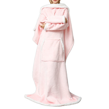 YESFASHION Lazy Tv Blanket Hooded Pullover Flange Lamb