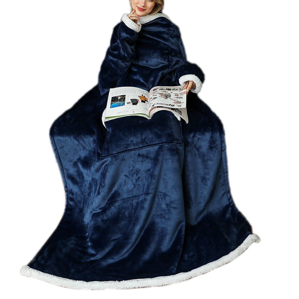 YESFASHION Lazy Tv Blanket Hooded Pullover Flange Lamb