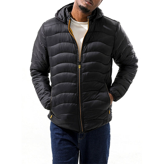 YESFASHION Men Cotton Plus Size Light Hooded Jacket Coats