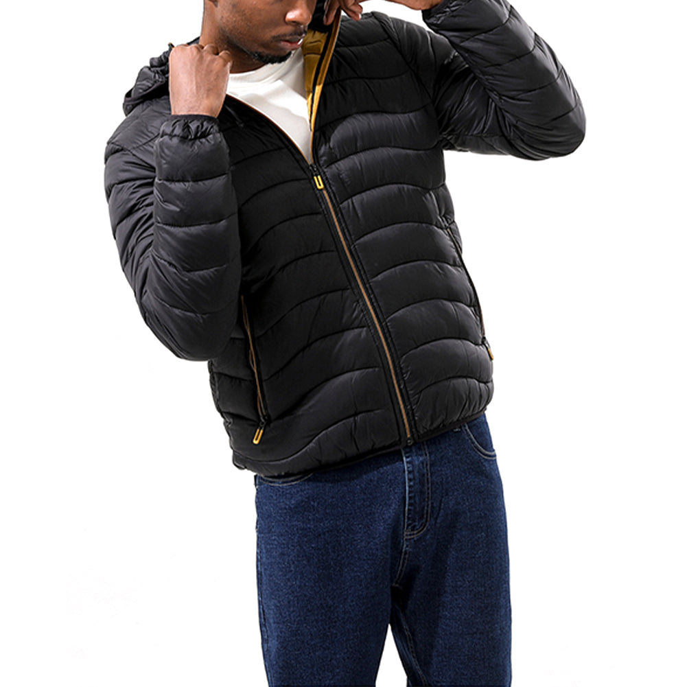 YESFASHION Men Cotton Plus Size Light Hooded Jacket Coats