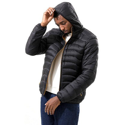 YESFASHION Men Cotton Plus Size Light Hooded Jacket Coats