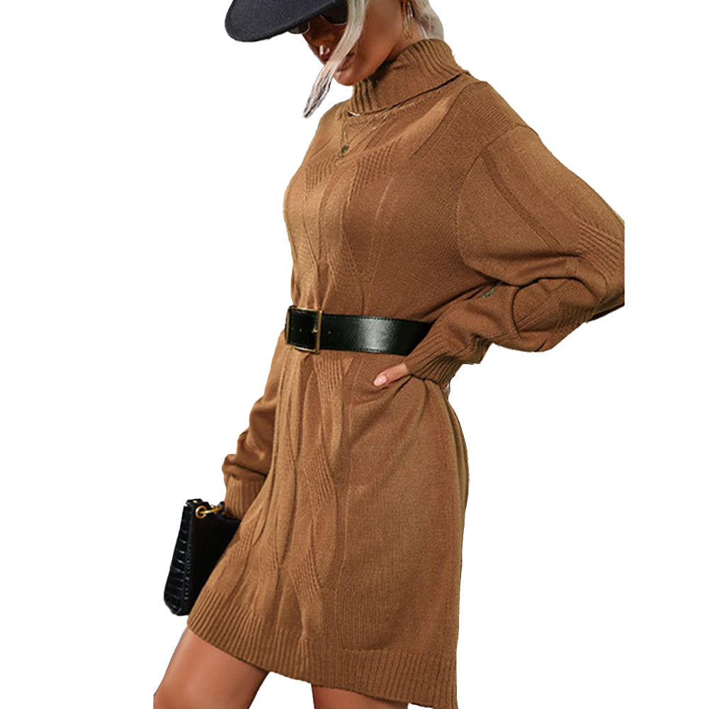 YESFASHION Long Sleeve Solid Color Twist Women Sweaters Dress