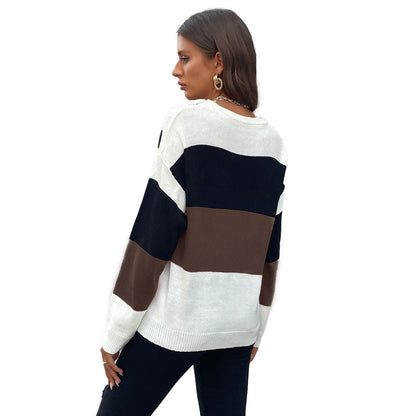 YESFASHION Casual Fashion Loose Panel Long Sleeve Sweaters