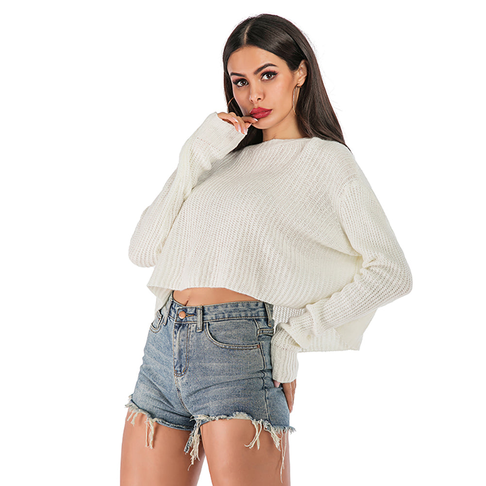 YESFASHION Solid Color Knitted Casual Autumn Winter Sweaters