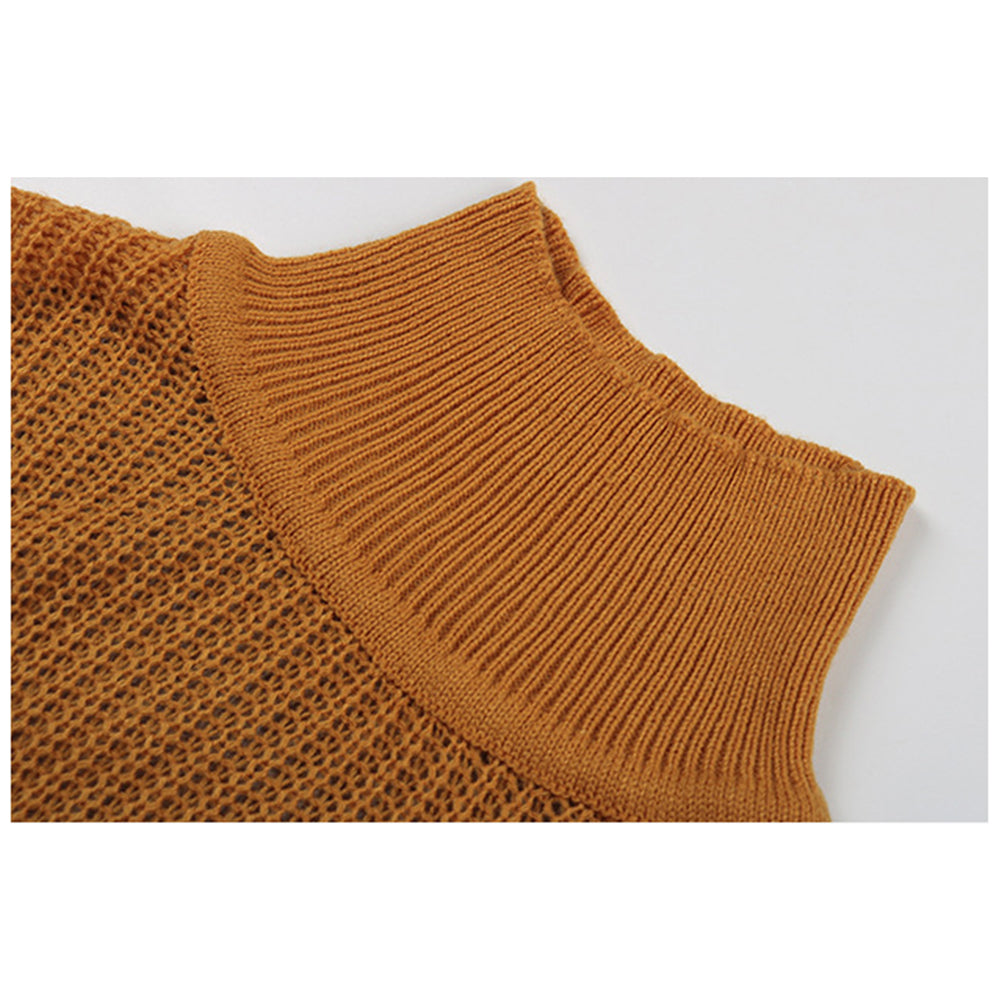 YESFASHION Long Sleeve Knitted Slim Fit Colorblock Sweater Dress