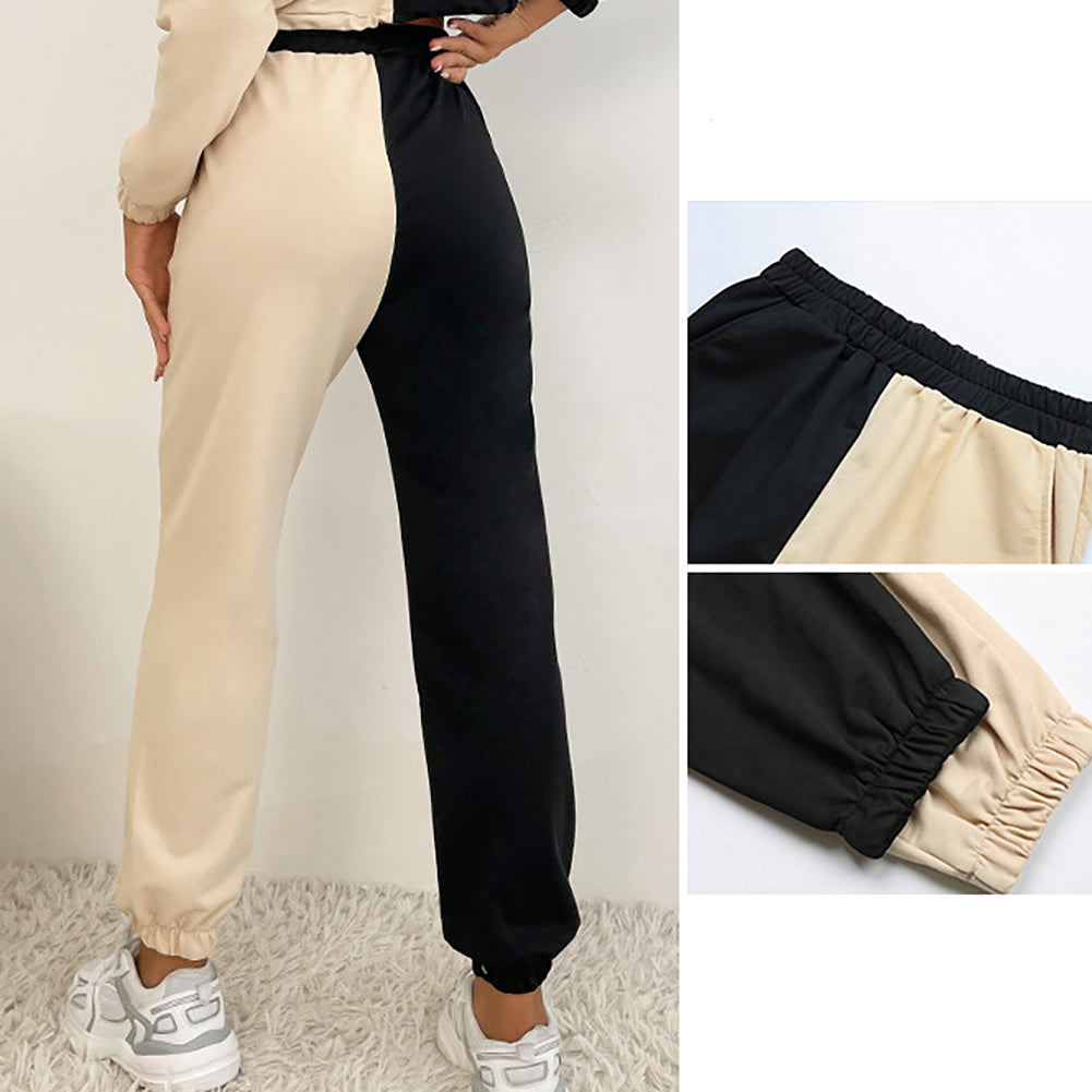 YESFASHION Two-piece Women Casual Colorblock Sweatshirts