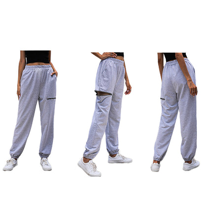 YESFASHION Solid High-waisted Athletic Straight-leg Pants
