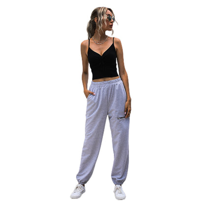 YESFASHION Solid High-waisted Athletic Straight-leg Pants