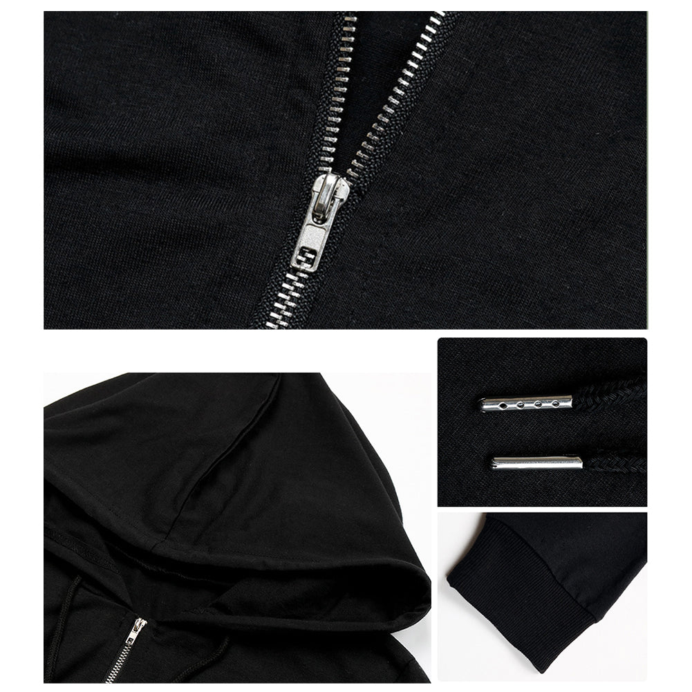 YESFASHION Hooded Long Sleeve Zip Hoodie Casual Sports Jumpsuit