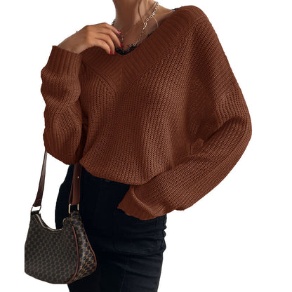 YESFASHION Women Panel Lace Pullover Solid Knit Sweaters