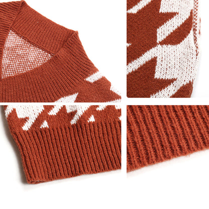 YESFASHION Houndstooth Autumn And Winter Sweater Dress