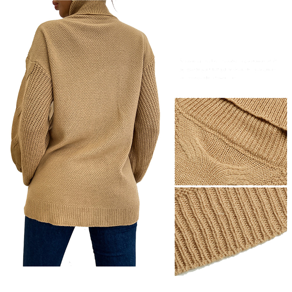 YESFASHION Solid Color Long-sleeve Twist Midi Sweaters