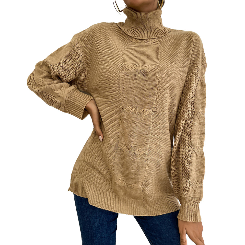 YESFASHION Solid Color Long-sleeve Twist Midi Sweaters