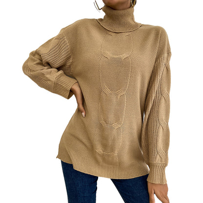 YESFASHION Solid Color Long-sleeve Twist Midi Sweaters