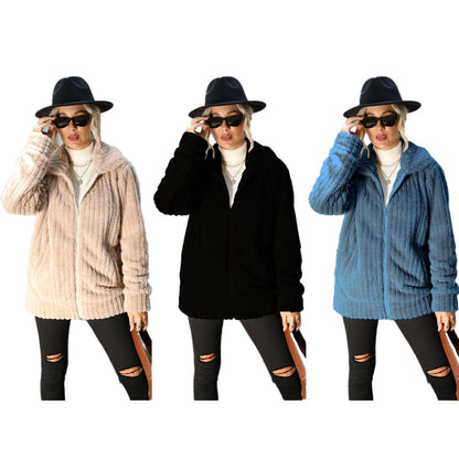 YESFASHION One 100% Polyester Reversible Fleece Jacket Coats