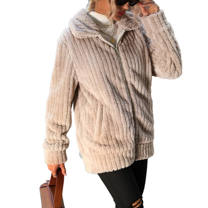 YESFASHION One 100% Polyester Reversible Fleece Jacket Coats