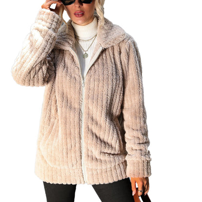 YESFASHION One 100% Polyester Reversible Fleece Jacket Coats