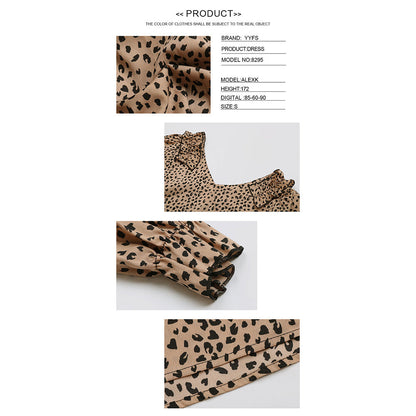 YESFASHION Fall New Long Sleeve Leopard Dress