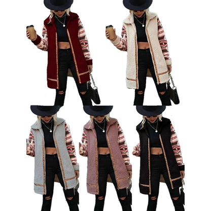 Polyester Long Paneled Zip Plush Jacket