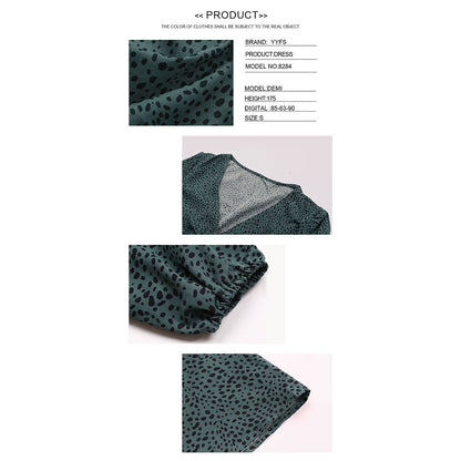 YESFASHION Women Elegant V-neck Single Breasted Dress