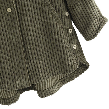 YESFASHION Autumn Winter Casual Corduroy Hooded Cotton Coats