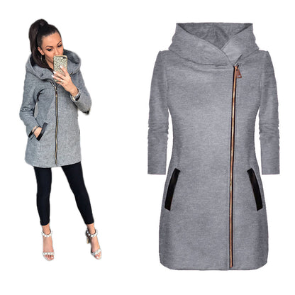 YESFASHION Women Fleece Jacket Side Zipper Cardigan Coats