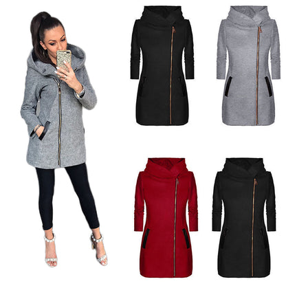 YESFASHION Women Fleece Jacket Side Zipper Cardigan Coats