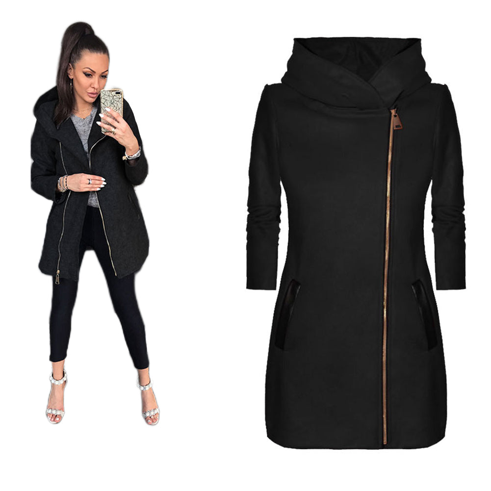 YESFASHION Women Fleece Jacket Side Zipper Cardigan Coats