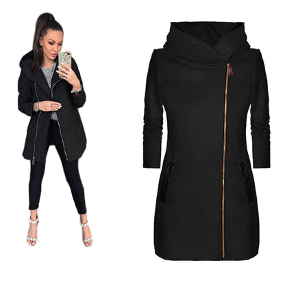 YESFASHION Women Fleece Jacket Side Zipper Cardigan Coats