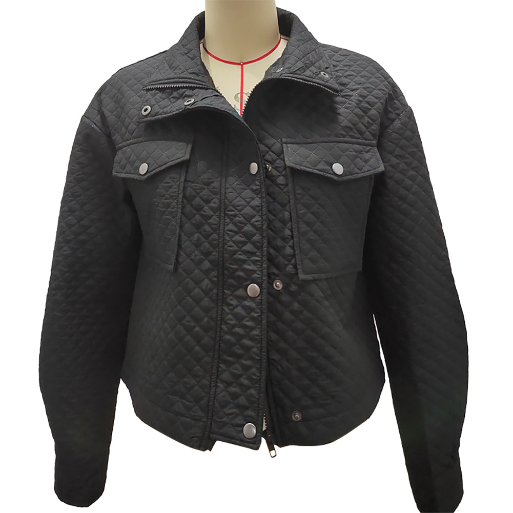 YESFASHION Lapel Loose Casual Zip Coats Jacket