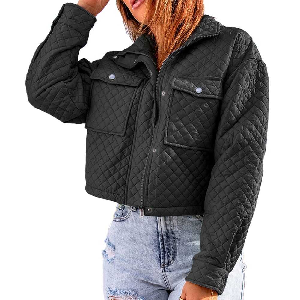 YESFASHION Lapel Loose Casual Zip Coats Jacket