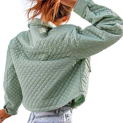 YESFASHION Lapel Loose Casual Zip Coats Jacket