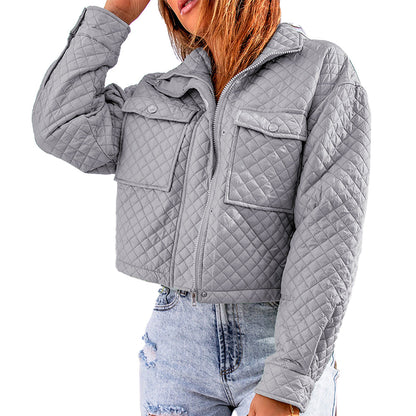 YESFASHION Lapel Loose Casual Zip Coats Jacket