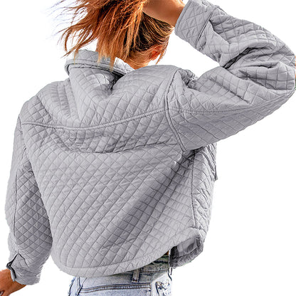 YESFASHION Lapel Loose Casual Zip Coats Jacket