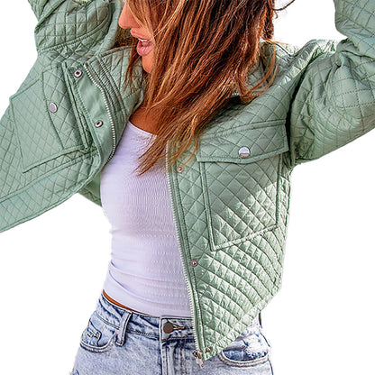 YESFASHION Lapel Loose Casual Zip Coats Jacket