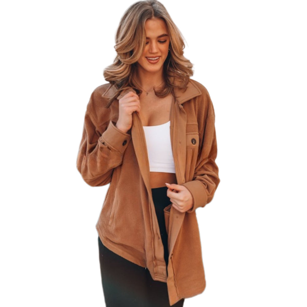 YESFASHION Women Fashion Long Sleeve Thermal Shirt Cardigan Coats