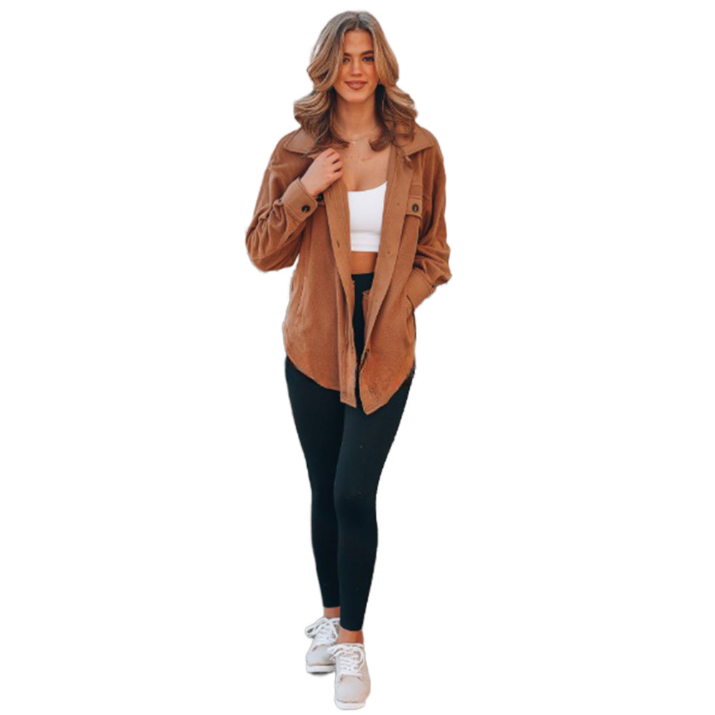 YESFASHION Women Fashion Long Sleeve Thermal Shirt Cardigan Coats
