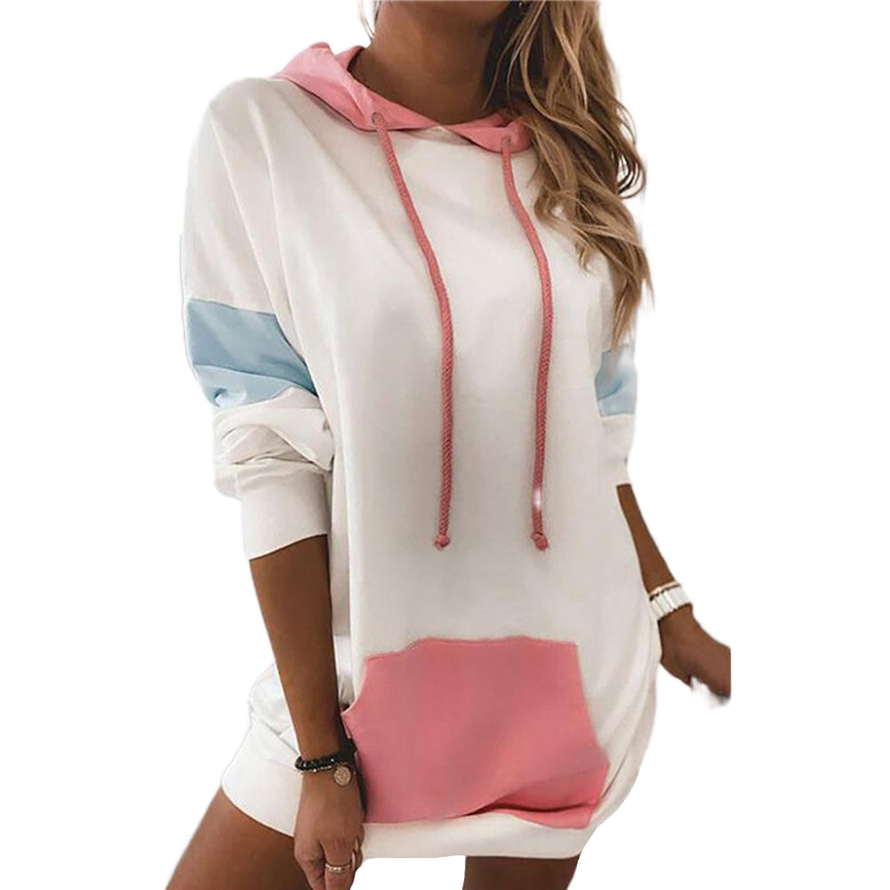 YESFASHION Women Long Sleeve Hoodie Contrast Panel Sweatshirts