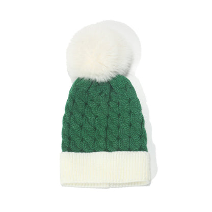 YESFASHION Patchwork Beanie Warm Ball Cold Hat Kids Christmas Hat