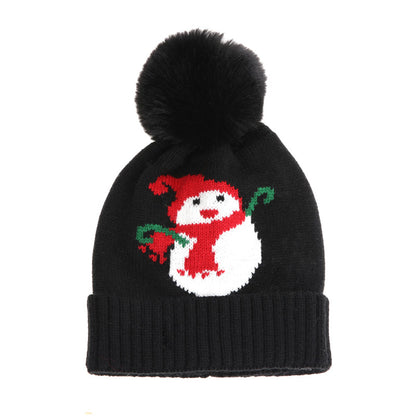 YESFASHION Fur Ball Warmer Festive Snowman Christmas Kids Hat