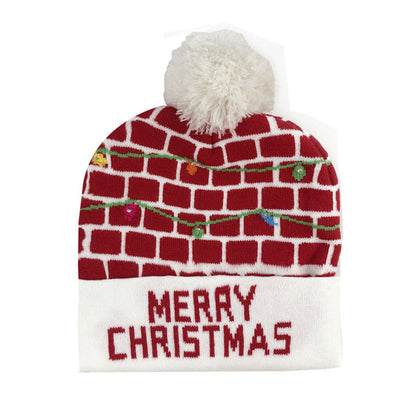 YESFASHION Glow Knit Hat Santa Claus Led Light Christmas Hat