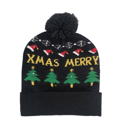YESFASHION Glow Knit Hat Santa Claus Led Light Christmas Hat