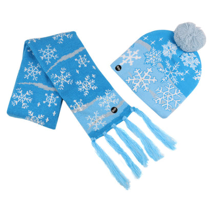 YESFASHION Christmas Beanie Led Lighting Warm Knit Hat Scarf Set