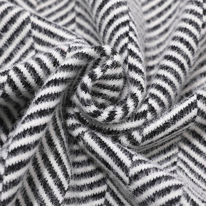 YESFASHION Collar Striped Pocket Cape Mink Fringed Knitted Sweaters