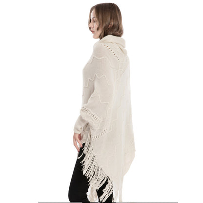 YESFASHION Turtleneck Warm Sleeves Pullover Cape