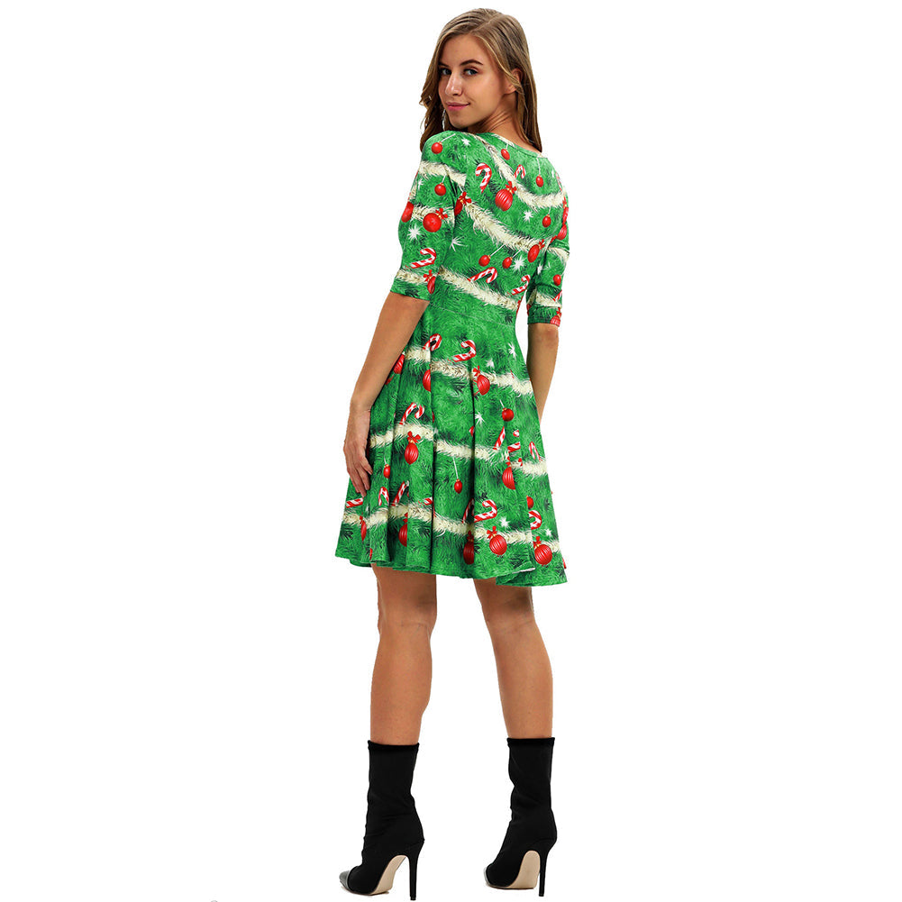 YESFASHION Christmas Clothing Cross-border Digital Women Dress