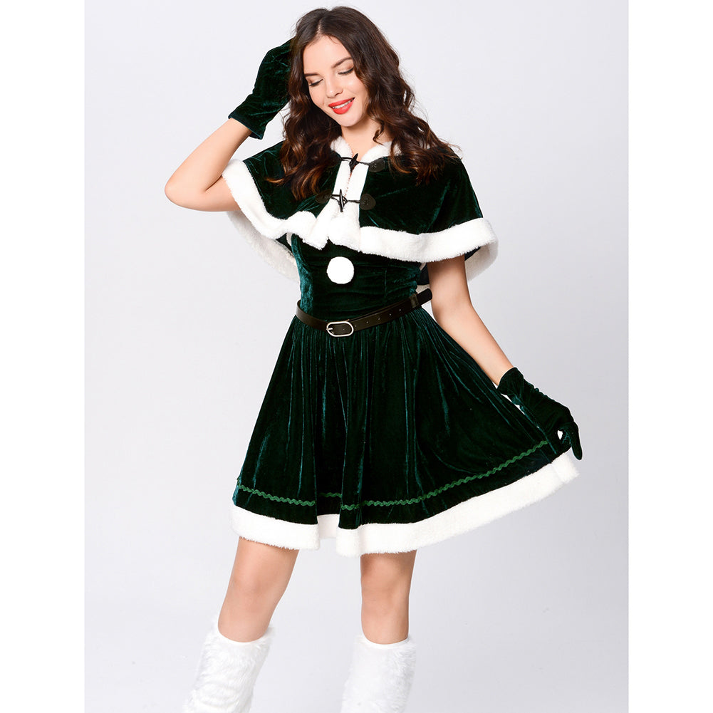 YESFASHION Cape Queen Christmas Costume Red Elk Stage Show